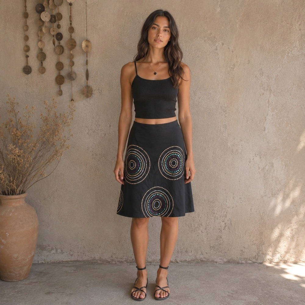 Edward Linen Black Skirt Y2k 8